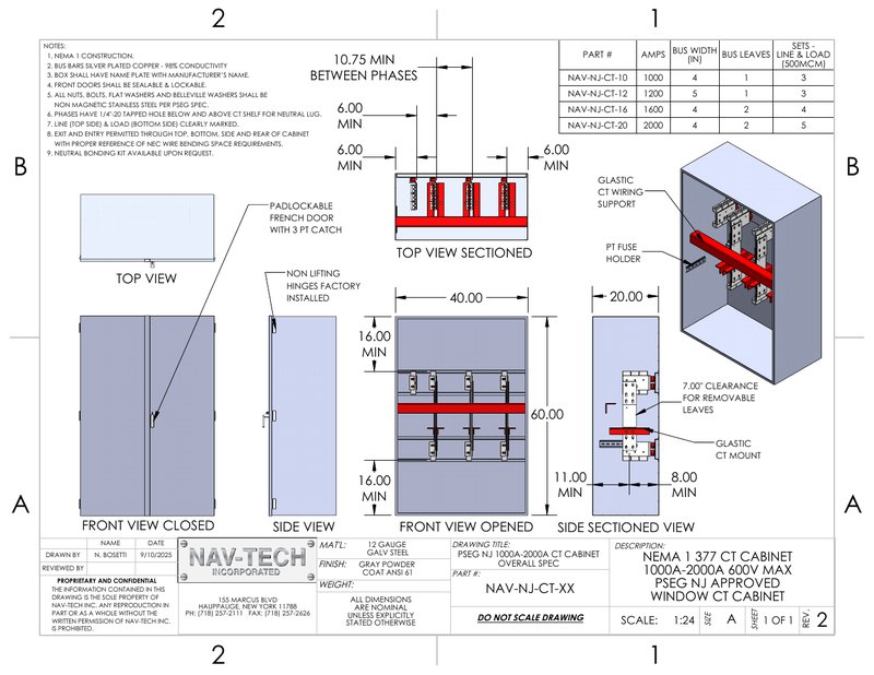 PSEG NJ 1000A-2000A CT Cabinet drawing